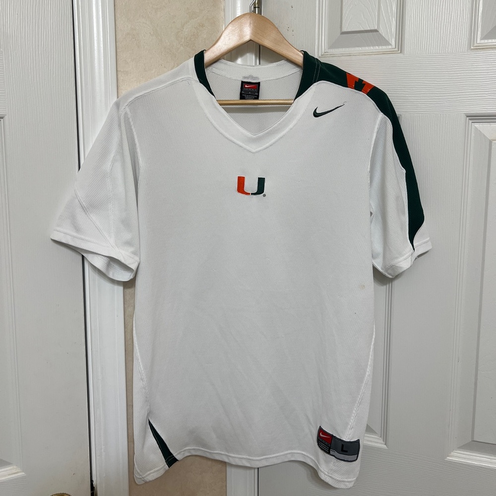 Nike White and Green Miami Jersey Men's Shirt
